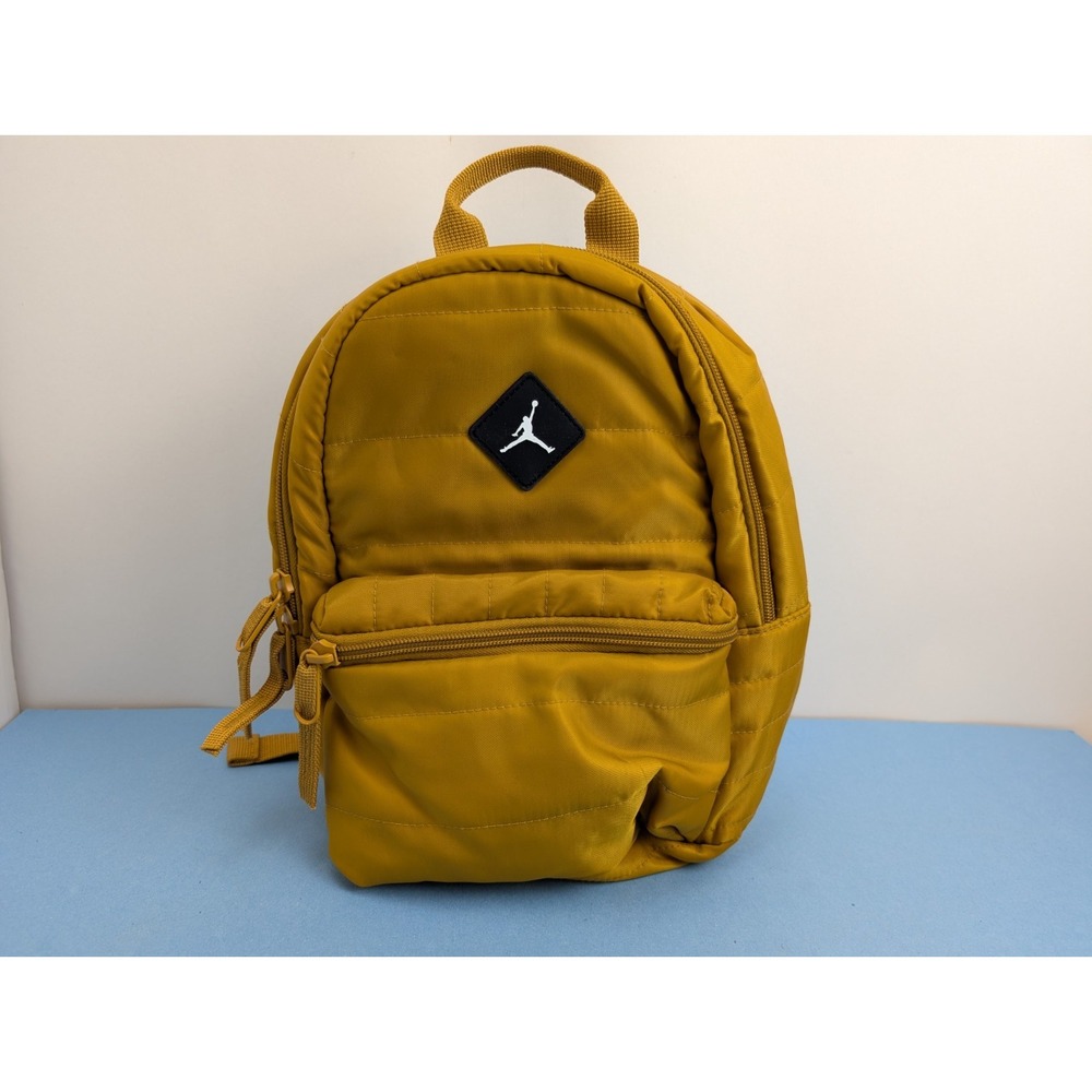 Nike Jordan Mini Quilted Gym Backpack Tan Gold Jumpman Logo Bag